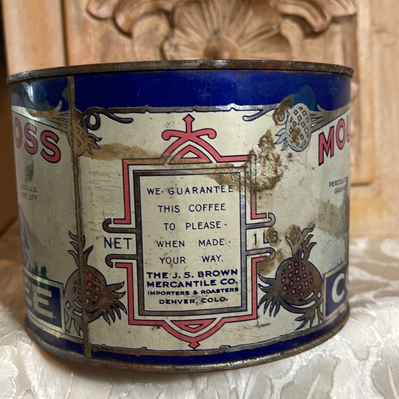 Rare Mount Cross 1 LB. Coffee Tin Red, Silver & Blue 3.5x5” Denver, CO - Picture 2 of 6